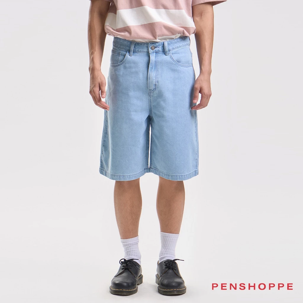 16% OFF Penshoppe Baggy Fit Heringbone Shorts For Men