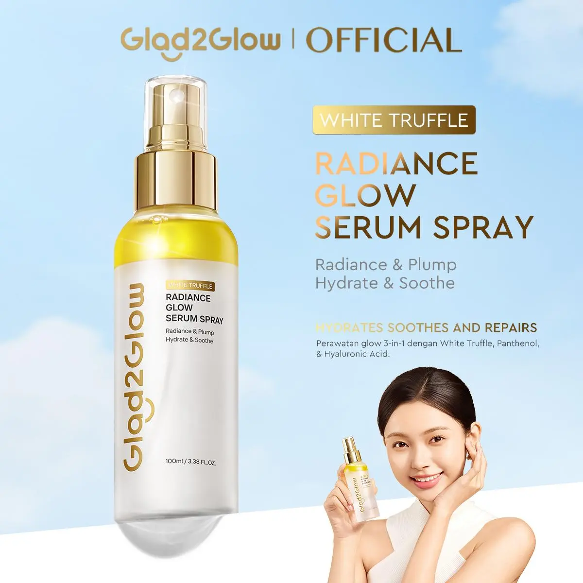 58% OFF [NEW LAUNCH]Glad2Glow White Truffle Radiance Glow Serum Spray 100ml  Hydrating & Soothing Bi-Phase Solution for Instant Radiance & Skin Repair