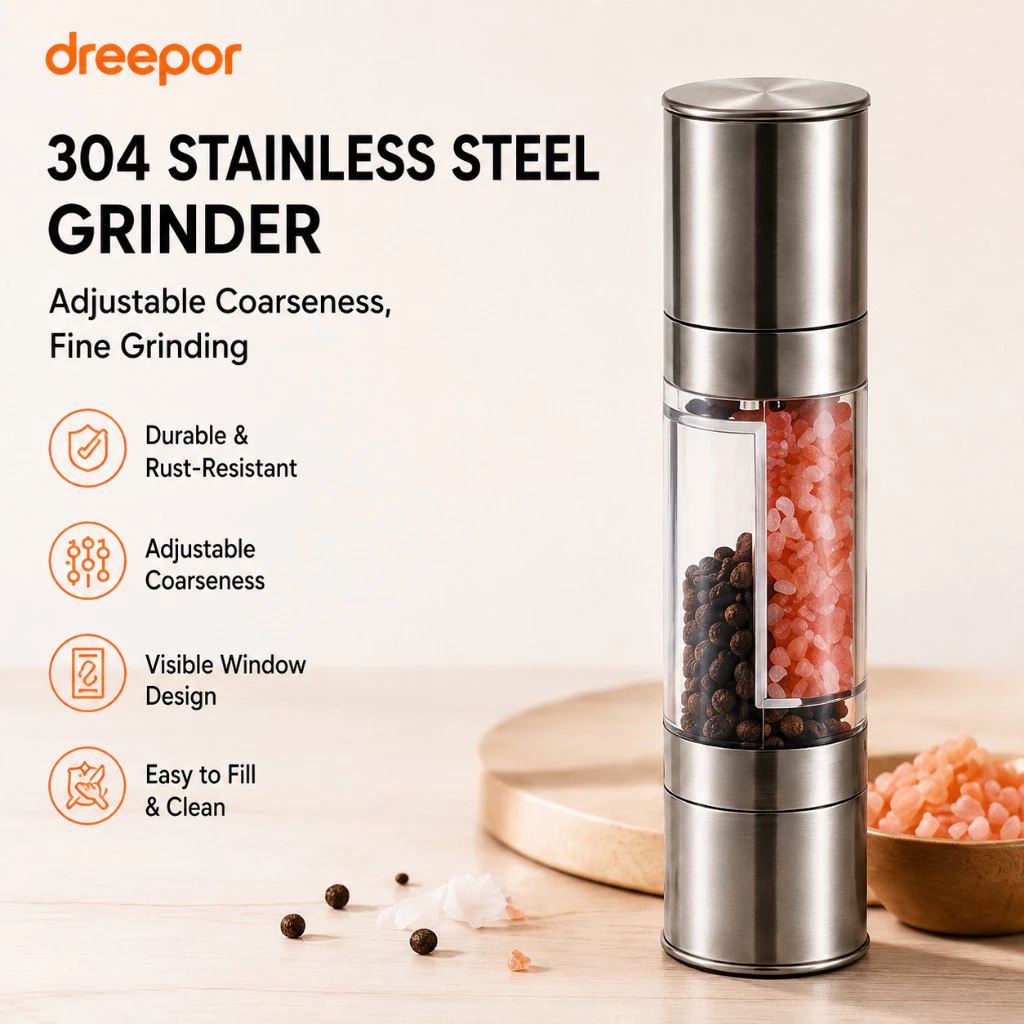 42% OFF Dreepor Adjustable Salt Pepper Grinder Manual Spice Mill for Herbs Seasonings and Salt
