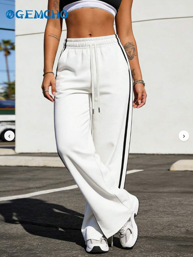 19% OFF GEMCHO Women's Casual Sports Pants With Pockets, Knit Fabric With Slight Stretch, Slit Hem, Casual Jogging Sweatpants, Women's Fitness Clothing, All-Season Long Pants
