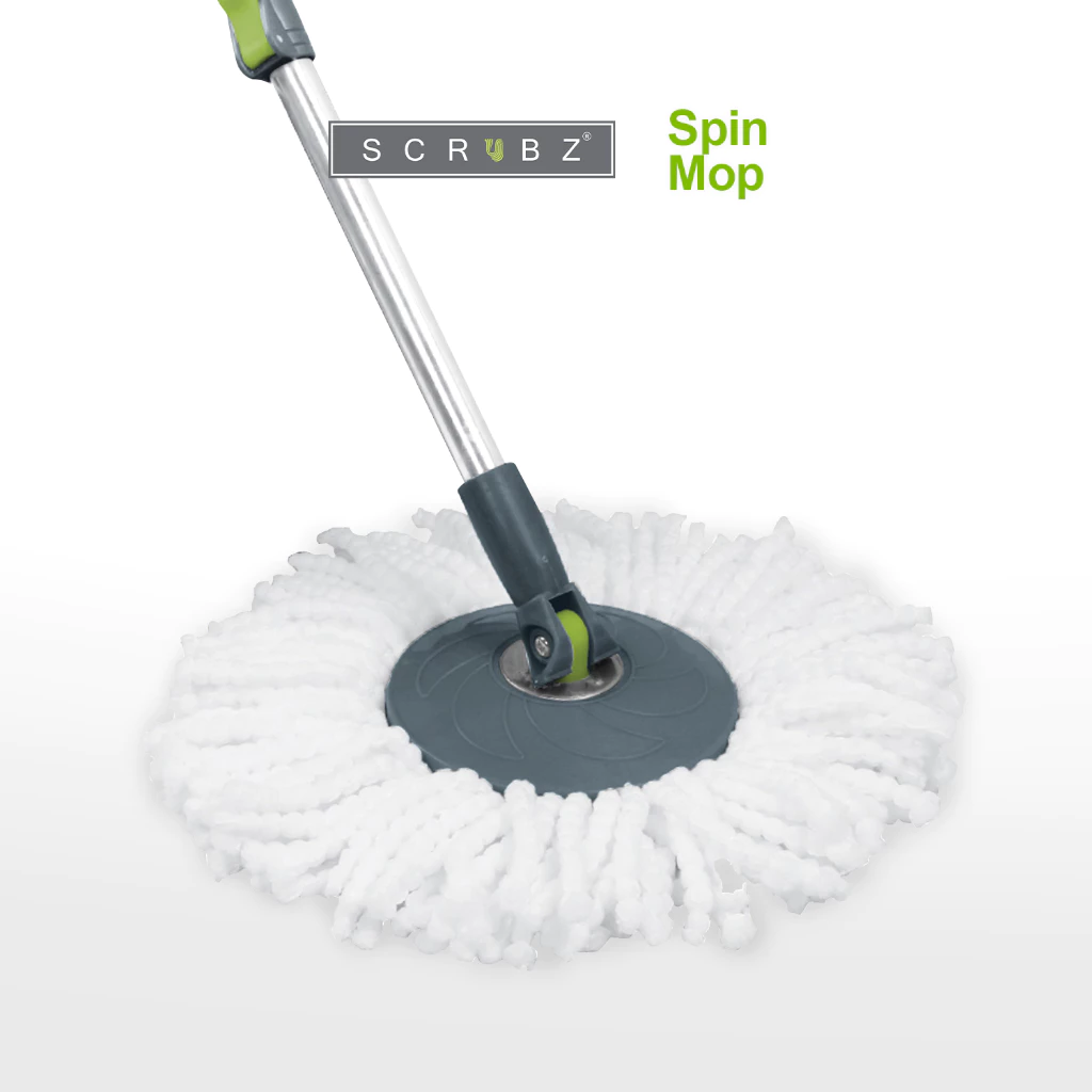 22% OFF SCRUBZ Stainless Steel Spin Mop 14x112-128cm Microfiber 360ᴼ | Easy Grip | Heavy Duty | Cleaning