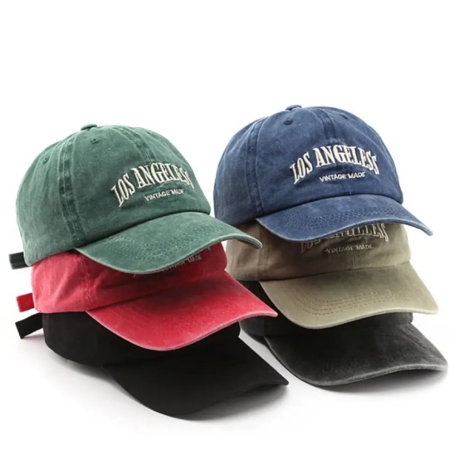 40% OFF Los Angeles Retro Washed Korean Plain Baseball Cap Unisex Adjustable Cap