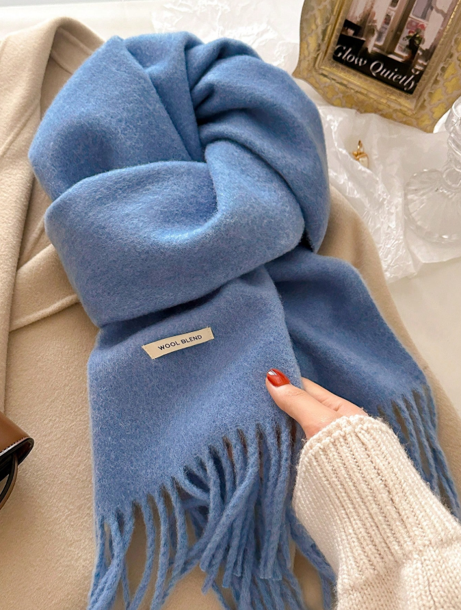 25% OFF 2025 Autumn/Winter Korean Style Solid Color Tassel Scarf, High-Quality Warm Knitted Scarf For Women, Autumn/Winter For Dress