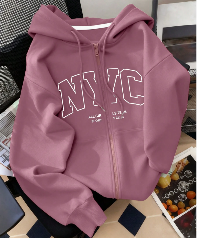 4% OFF INAWLY Women's Hooded Zip-Up Sweatshirt,Dusty Purple Letter Graphic Casual Outerwear For Teachers,School,Back-To-School,Autumn,Graduation,Winter Jacket
