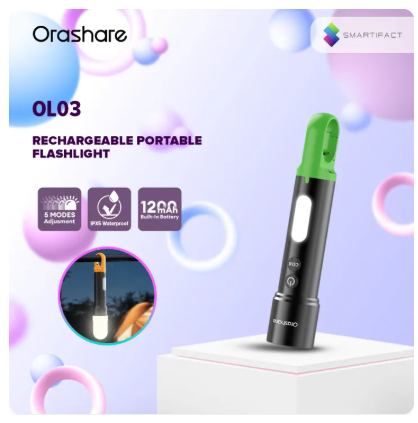 88% OFF Orashare OL03 Rechargeable Led Flashlight Torch Light Type-C Rechargeable COB Super Bright Camping Torch Light Emergency Light for Hiking Camping Night With Buckle