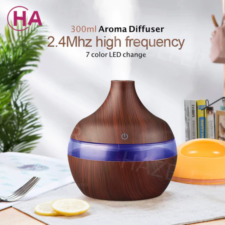 54% OFF 300ml Wood Grain Air Humidifier With Essential Oil 7 Led Aromatherapy Diffuser Usb Spray For Home