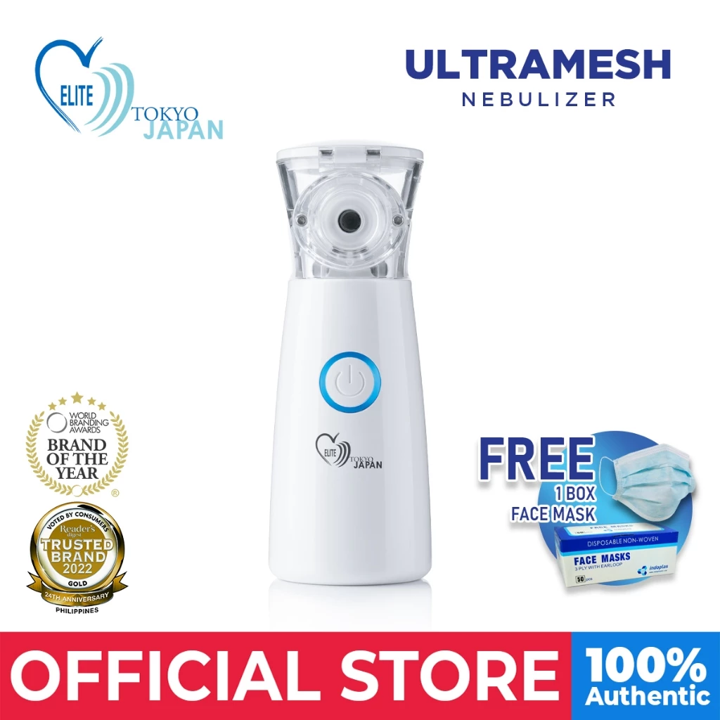 74% OFF Indoplas Elite Tokyo Japan Ultramesh Nebulizer - Rechargeable with FREE 1 box of Face Mask Earloop