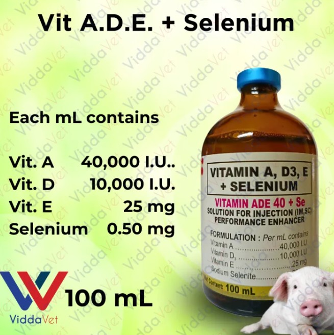 Vit ADE + Selenium 100ml - Nutritional Supplement for Birds, Dogs, Cats, Pigs, Goats, Sheep, Cattle, Rabbits