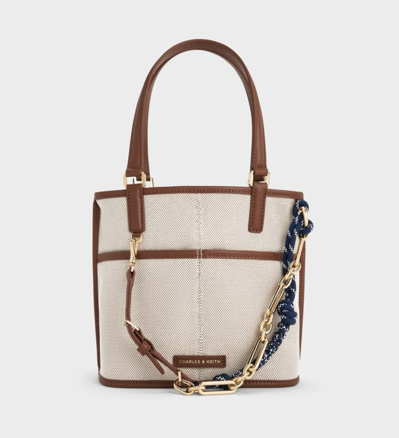 30% OFF Charles & Keith Addison Canvas Knotted-Rope Reversible Tote Bag - Taupe Canvas