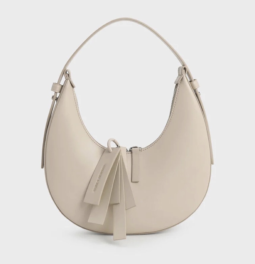 20% OFF Charles & Keith Carey Crescent Hobo Bag - Oat