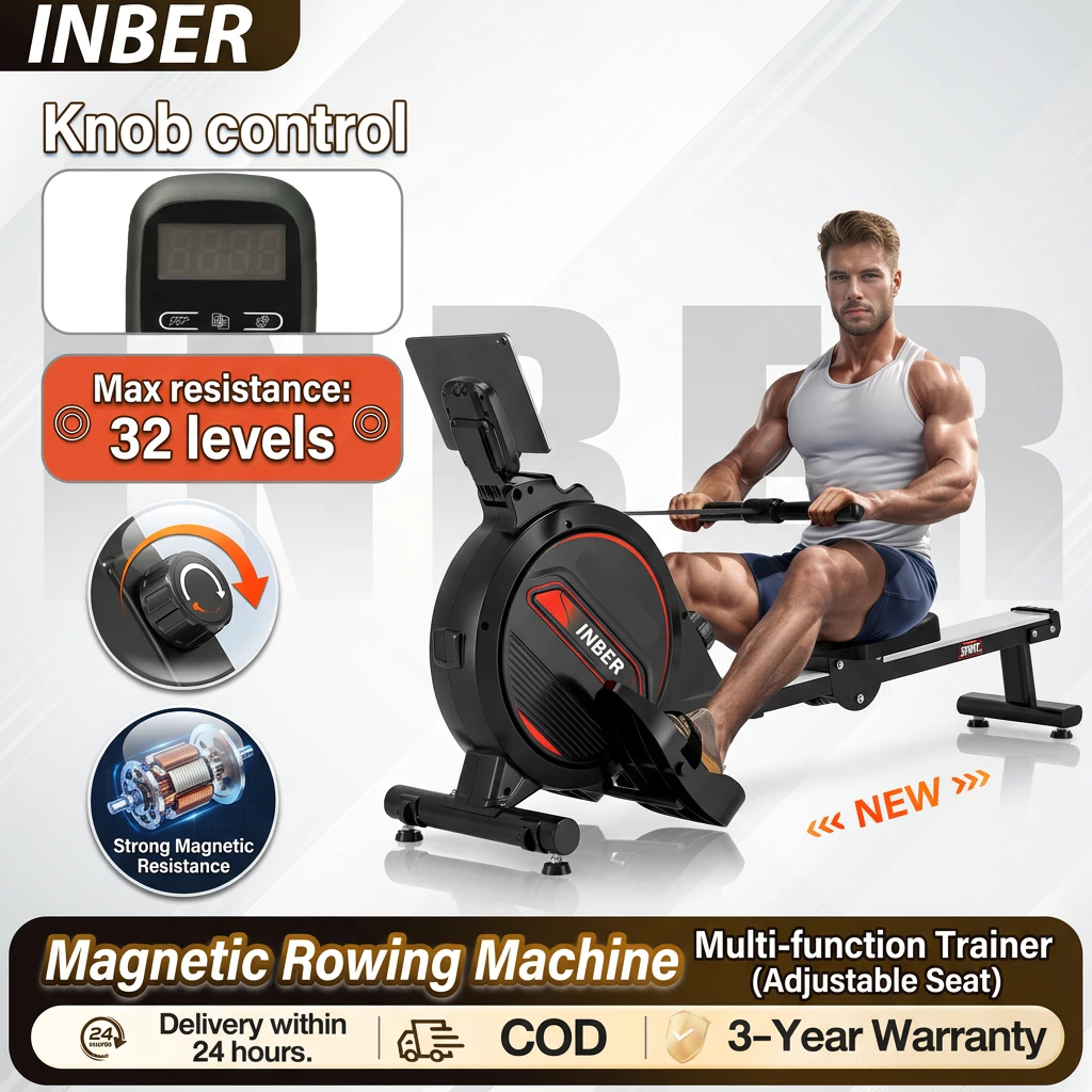 47% OFF INBER Rowing Machine 1-32 level Adjustable Resistance Rower with LED Monitor Fitness Equipment