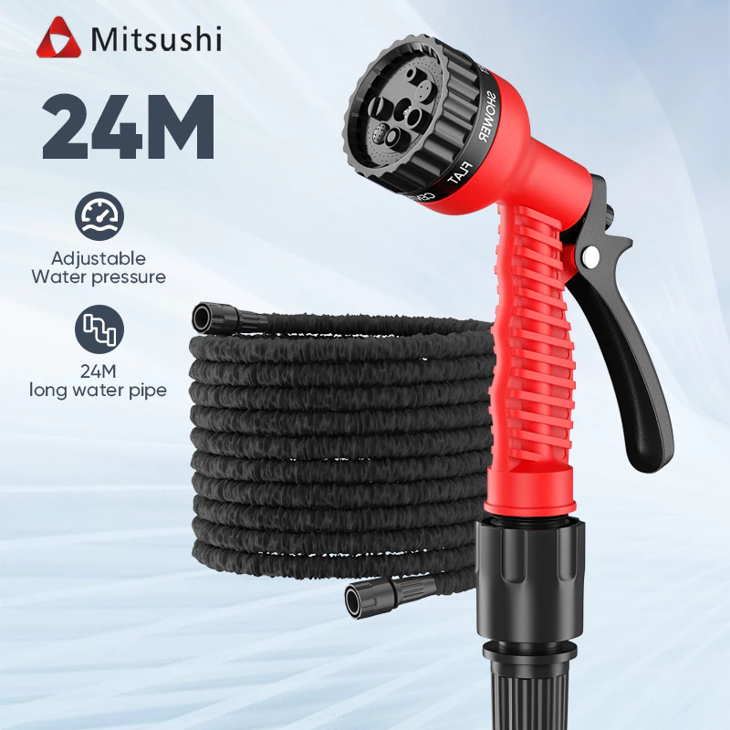 25% OFF Mitsushi 100FT/75FT Hose Spray Water Gun Telescopic Spring Hose Multifunctional Car Wash Spray Gun