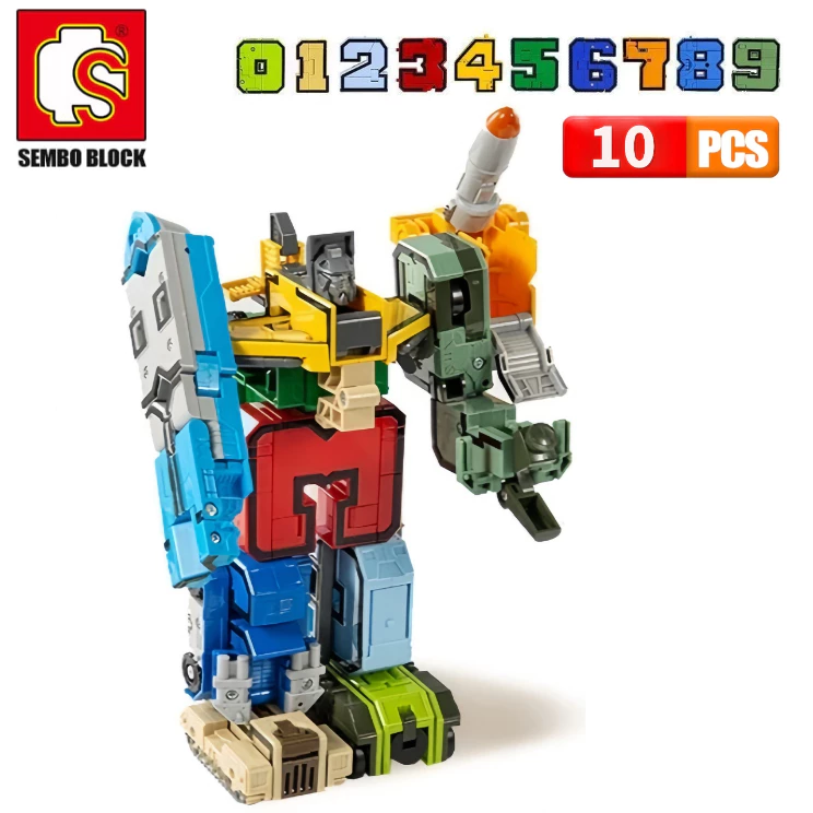 66% OFF SEMBO 10pcs Number Transformers Robot Toys DIY Early Educational Montessori Toy For Kids Boys Gifts