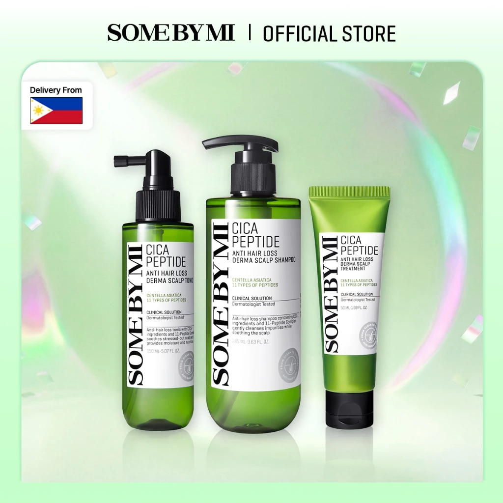 50% OFF [Some By Mi Official] [Hair Set] Cica Peptide Anti Hair Loss Derma Scalp All in One Care Set (Tonic, Shanpoo, Treatment) | Biotin