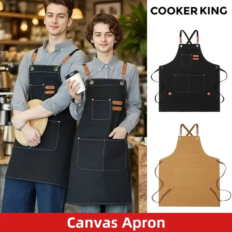 55% OFF COOKER KING Coffee Shop Aprons Canvas Thickened Canvas Apron Kitchen Cooking Aprons Barber Working Bib