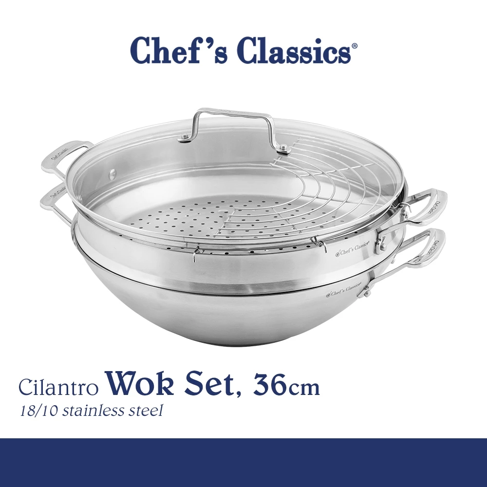 20% OFF Chef's Classics Cilantro Stainless Steel Wok Set, 36cm