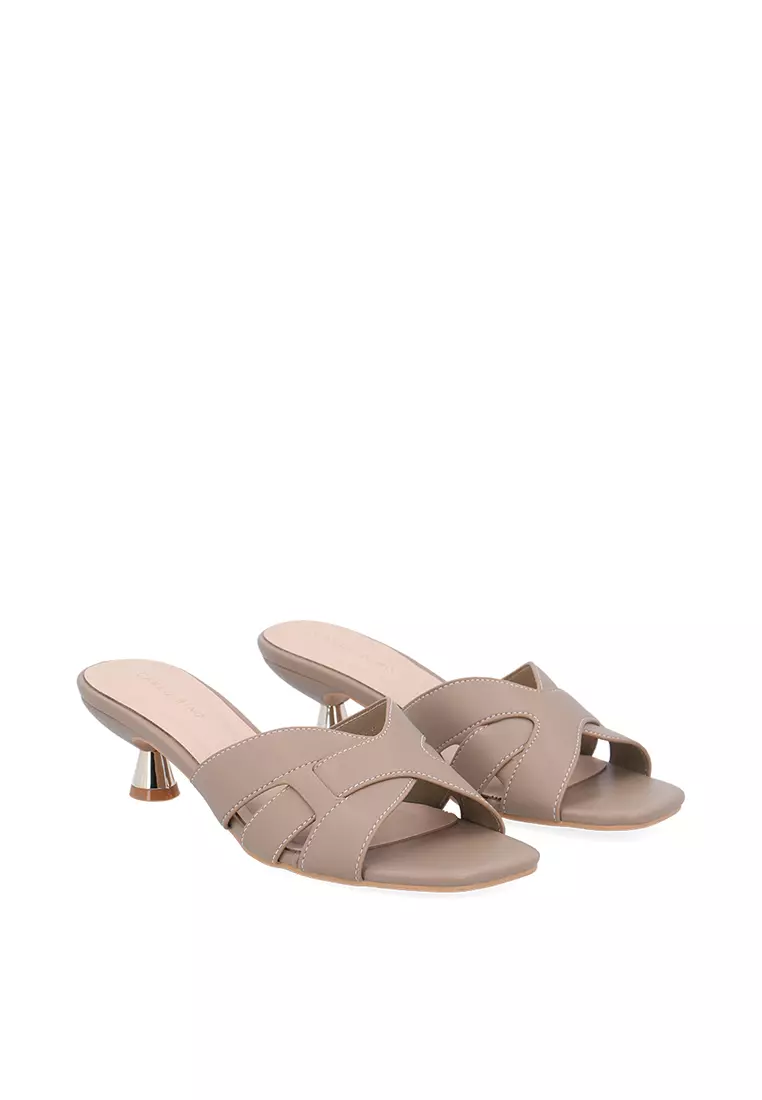 54% OFF Dark Beige Noelle Heeled Sandals