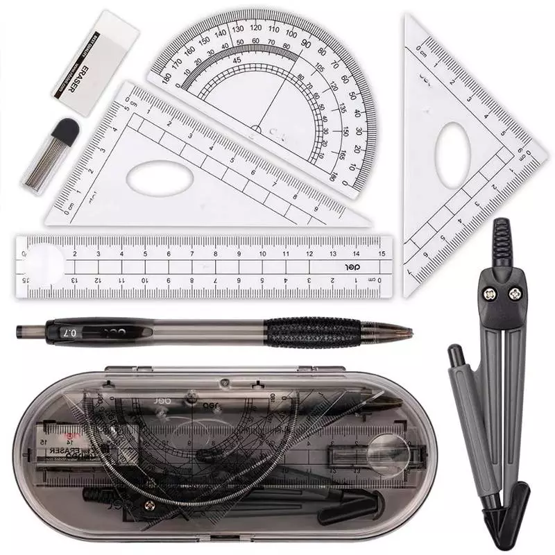 59% OFF 8PCS/Set Drawing Compass Ruler Kit Students School Stationery Examination Math Learning Tools