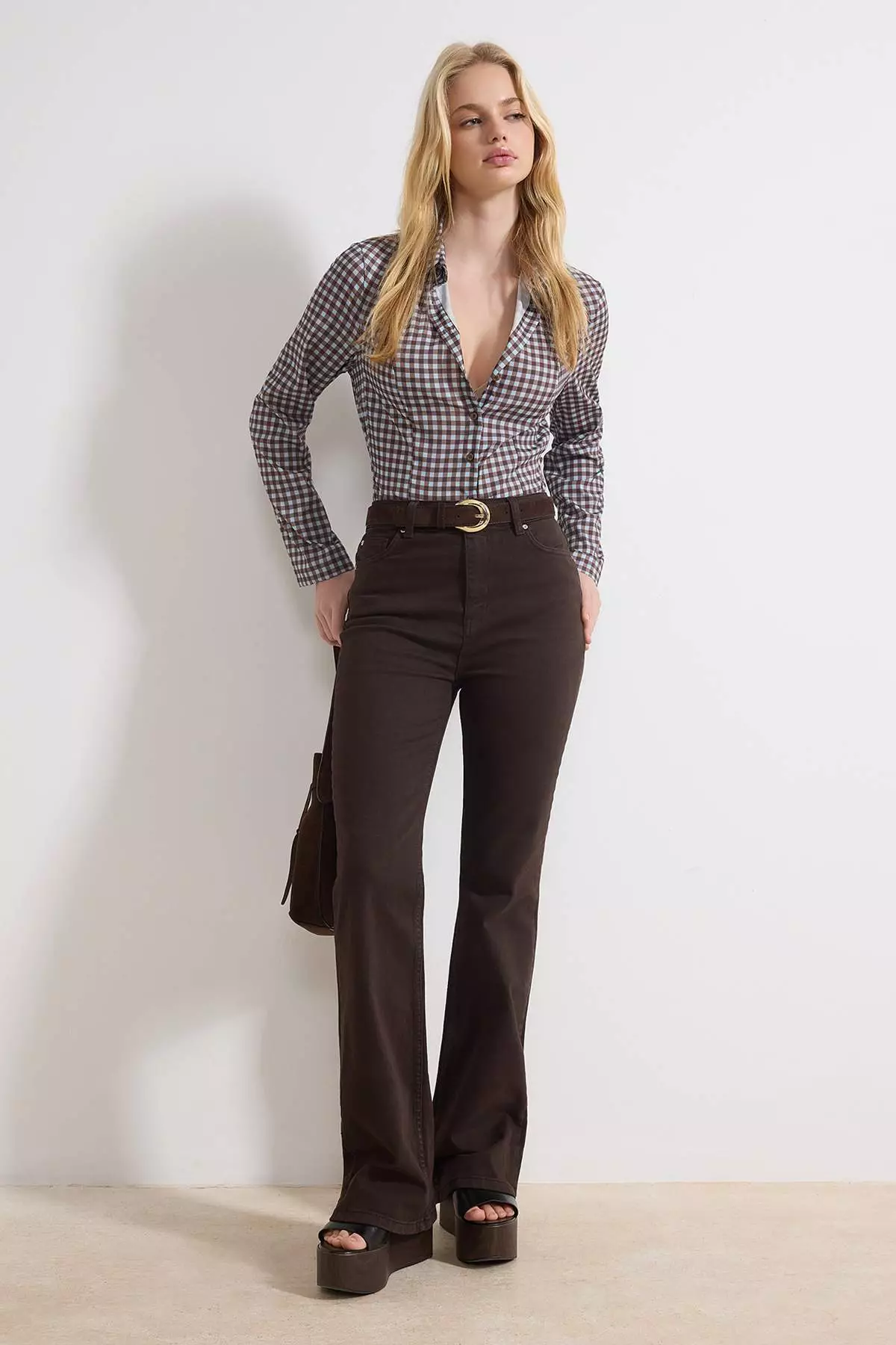 43% OFF Brown High Waist Low Stretch Flare Spanish Leg Jeans Twoss25Je11