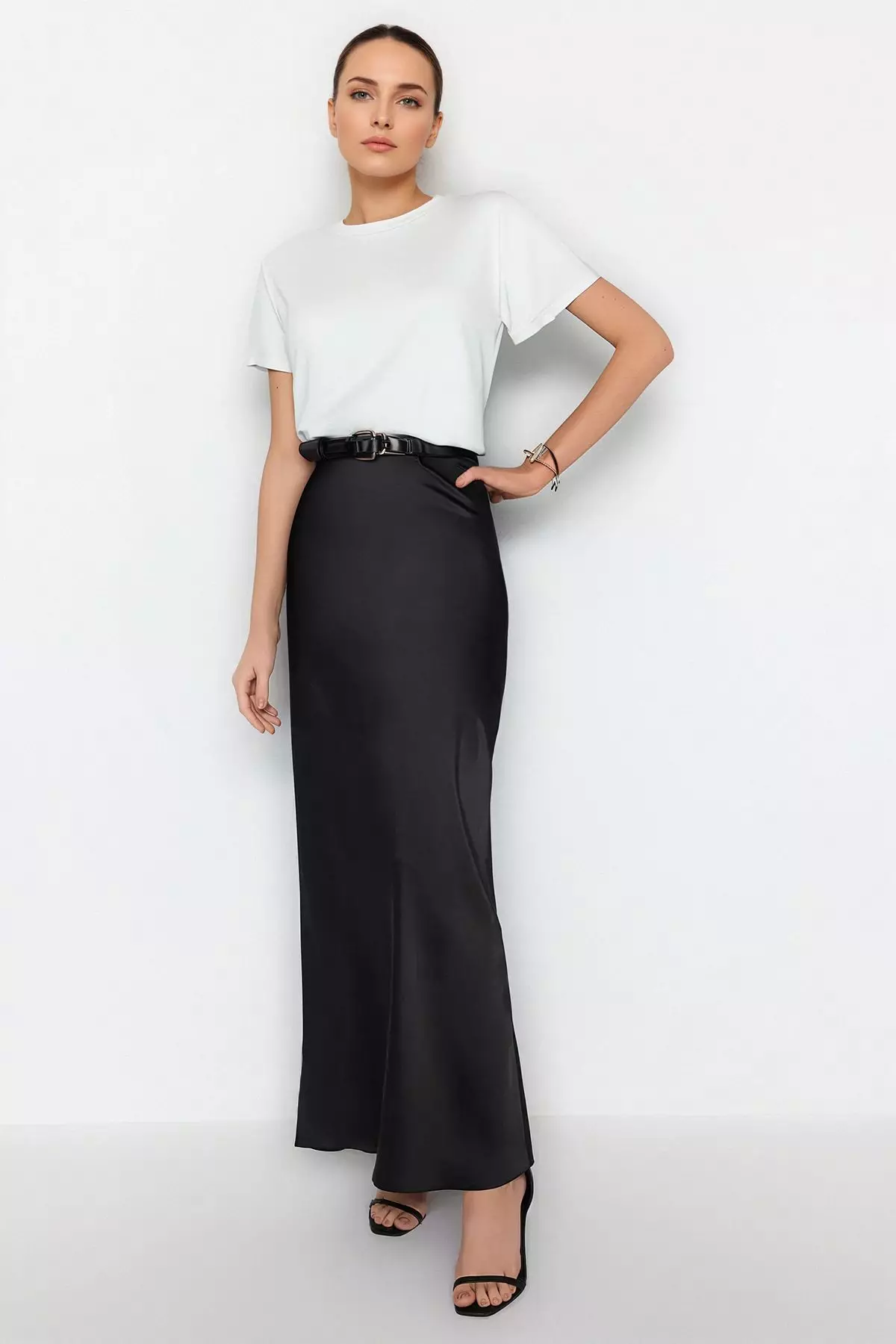 82% OFF Trendyol Satin Long Skirt