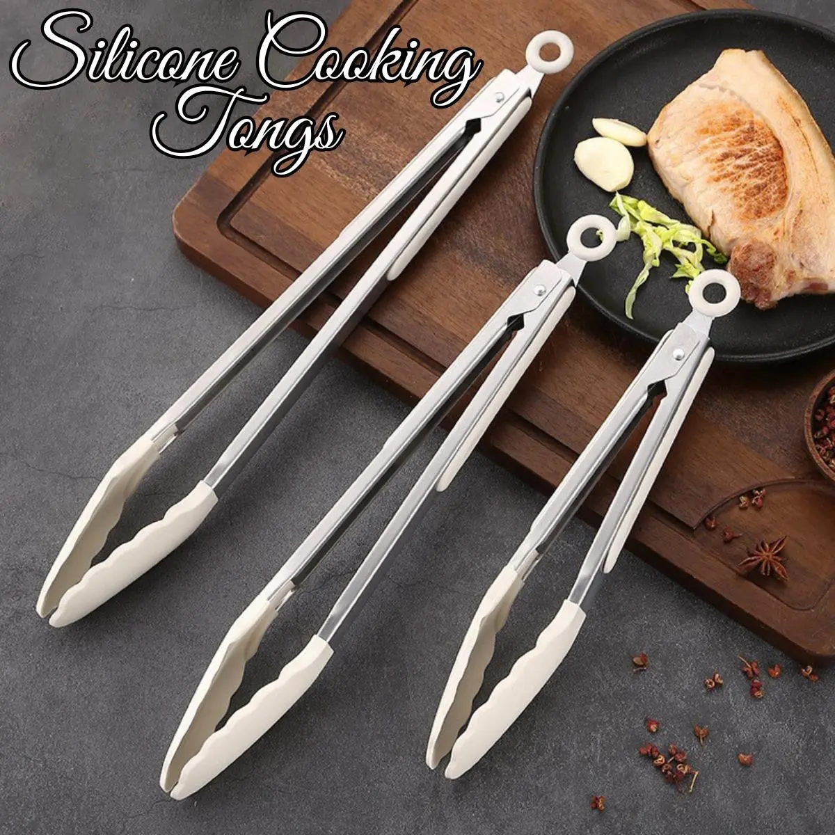 38% OFF Locaupin Kitchenware Silicone Cooking Tongs High Heat Resistant Food Clip for Cooking Frying Non-stick Cookware Utensil Tools