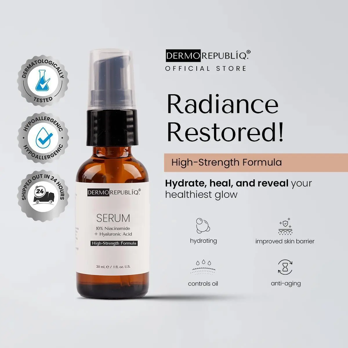 21% OFF Dermorepubliq 10% Niacinamide + Hyaluronic High-Strength Formula Serum