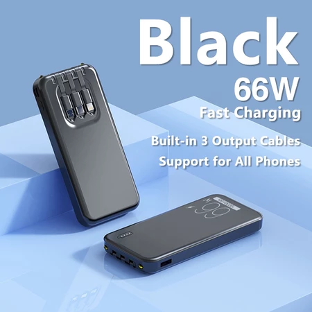 66% OFF Xiaom Powerbank 20000mAh 66W Fast Charging Built in 3 Cable for Type-C Android iPhone Flashlight