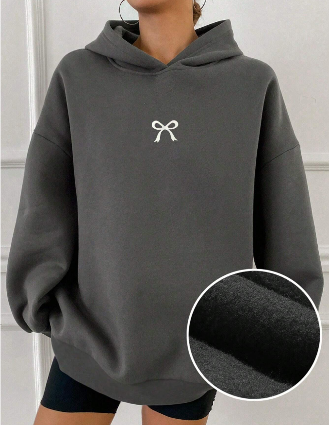 58% OFF DAZY 1pc Casual Thermal Lined Plain Hoodie , Women Blank Hoodie Sweatshirt,Long Sleeve Tops,Fall Women Clothes,Thermal Lined