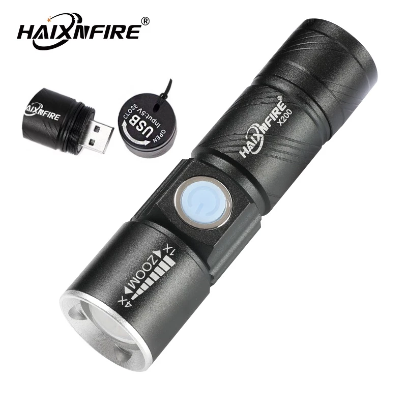 61% OFF HAIXNFIRE X200 3 Mode Mini Rechargeable USB LED Flashlight Floodlight flashlight with zoom and long-range