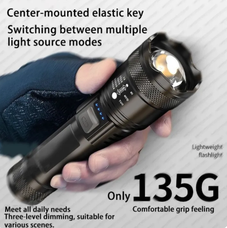 70% OFF Rechargeable LED flashlight for camping, waterproof, compact, drop-proof, small, 5 modes