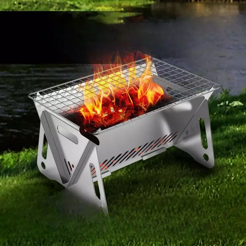 46% OFF Mini Outdoor Griller Portable Stainless Grill Pits Foldable BBQ Grill For Home Camping Barbeque