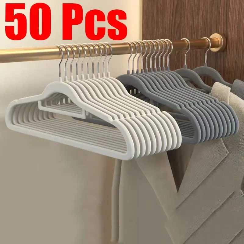 77% OFF 50/20 Sets Non-slip Velvet Hangers Space-saving Elegant Coat Clothes Hanger Strong Durable hanger  set