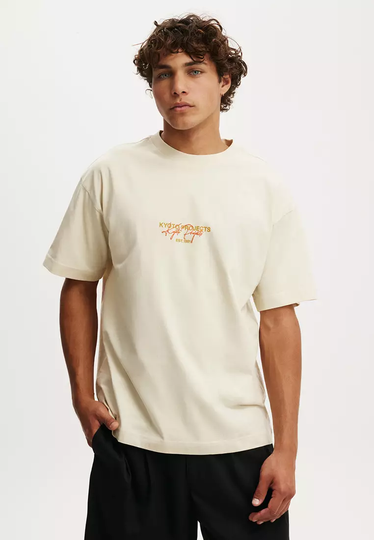 77% OFF Box Fit Text T-Shirt