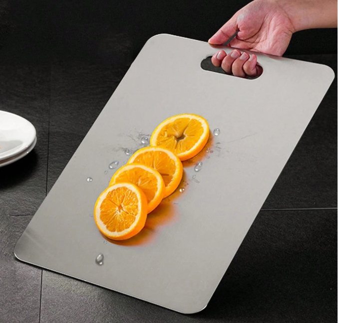28% OFF 1pc Antibacterial Stainless Steel Cutting Board, Double-Sided Chopping Board, Suitable For Home Kitchen, Easy To Clean