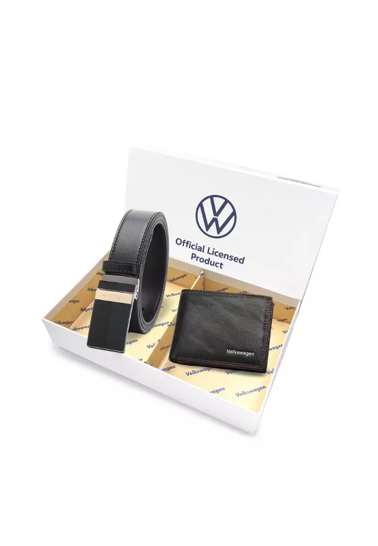 11% OFF Volkswagen Gift Set - Genuine Leather RFID Wallet + 35mm Pin Belt - Black