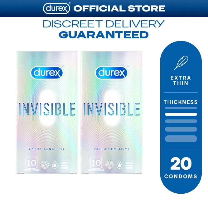 8% OFF Durex Invisible Extra Thin Extra Sensitive Lubricated Condoms 10s (Set of 2 - 20 Condoms)