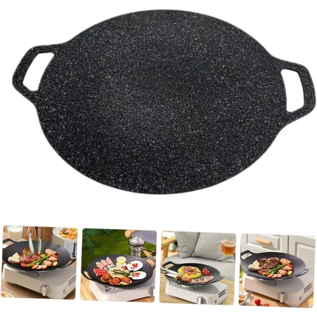 54% OFF Korean BBQ Grill Pan Coating Non Stick Grill Round Griddle Pan for Gas Open Fire Camping Home