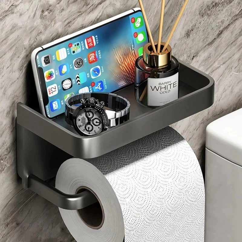 45% OFF Punch-free Toilet Double-Layer Storage Roll Paper Rack Multi-Functional Wall Mount Paper Towel Rack