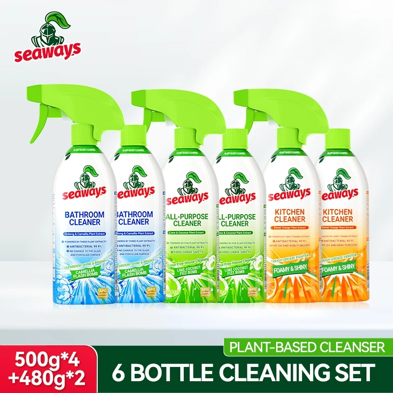 53% OFF Seaways 6 Bottle Household Cleaning Set Antibacterial Kitchen All-purpose Bathroom Cleaner Spray Kit