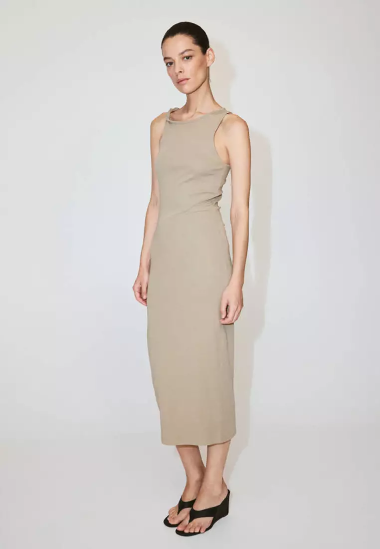 41% OFF Mango Dress With Draped Strap Detail