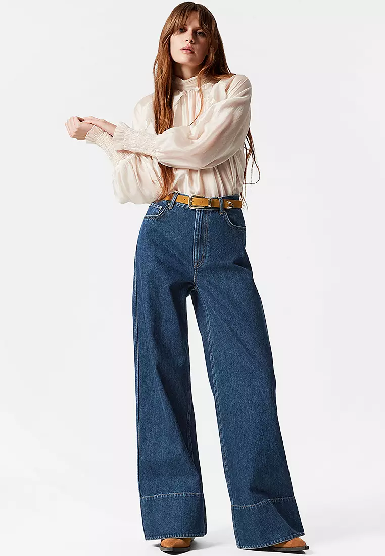 60% OFF Long Wide-Leg Jeans