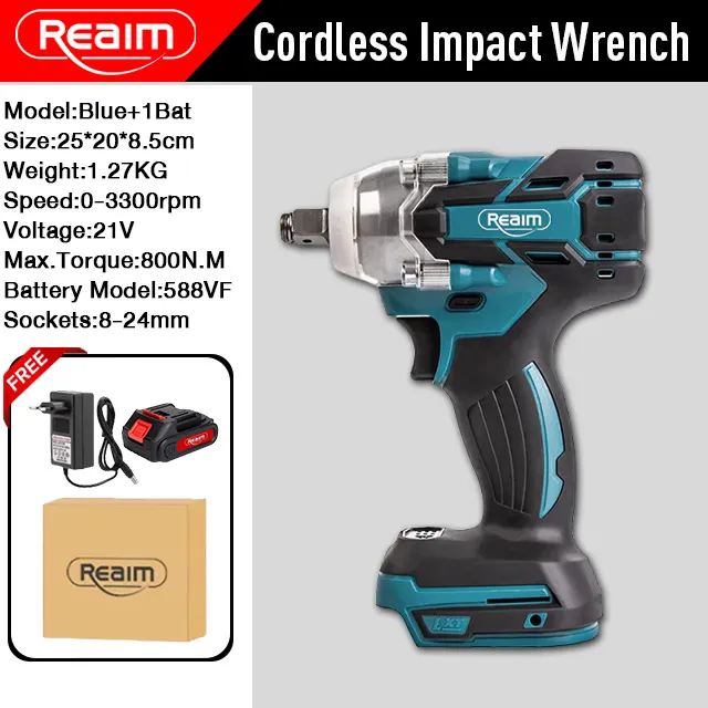 58% OFF REAIM Cordless Impact Wrench 21V Rechargeable Wrench Impact Cordless Drill Hand Drill 2 Battery 1 Charger Battery Screwdriver Set Power Tool