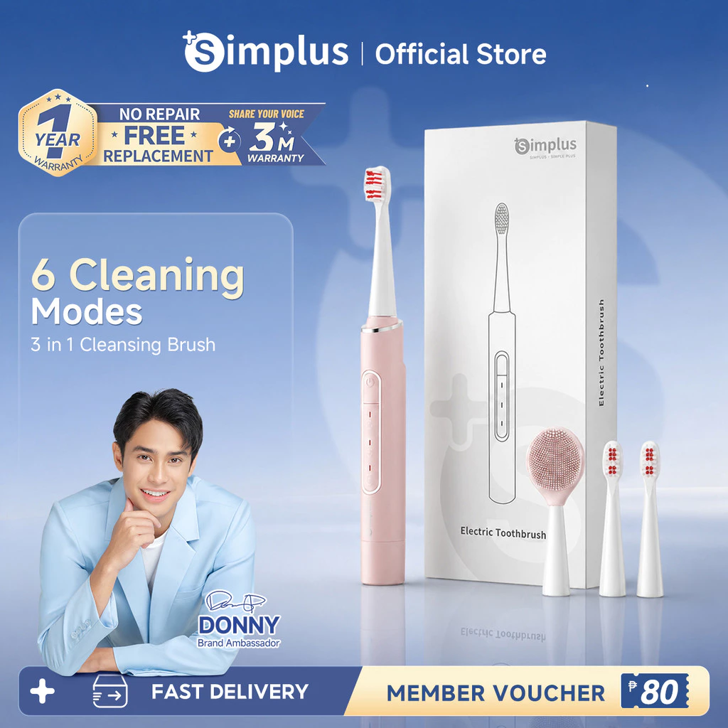 50% OFF Simplus Electric Toothbrush 2-in-1 Tooth & Facial Cleansing 3 Modes 2 Intensity Levels Type-C