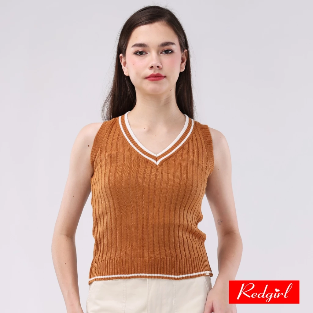 50% OFF Redgirl Knitted V-neck Sleeveless Blouse RGT14-0075 [Blouse for women]