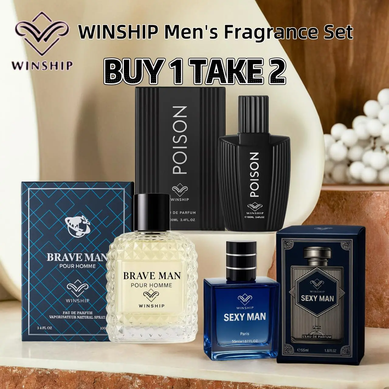 59% OFF『BUY 1 TAKE 2』WINSHIP Perfume Set Poison 100ml+Brave Man 100ml+SX Man 55ml Perfume Spray with Pour Homme Perfume For Men Limited Edition 100ML Perfume Set Suitable for all occasions