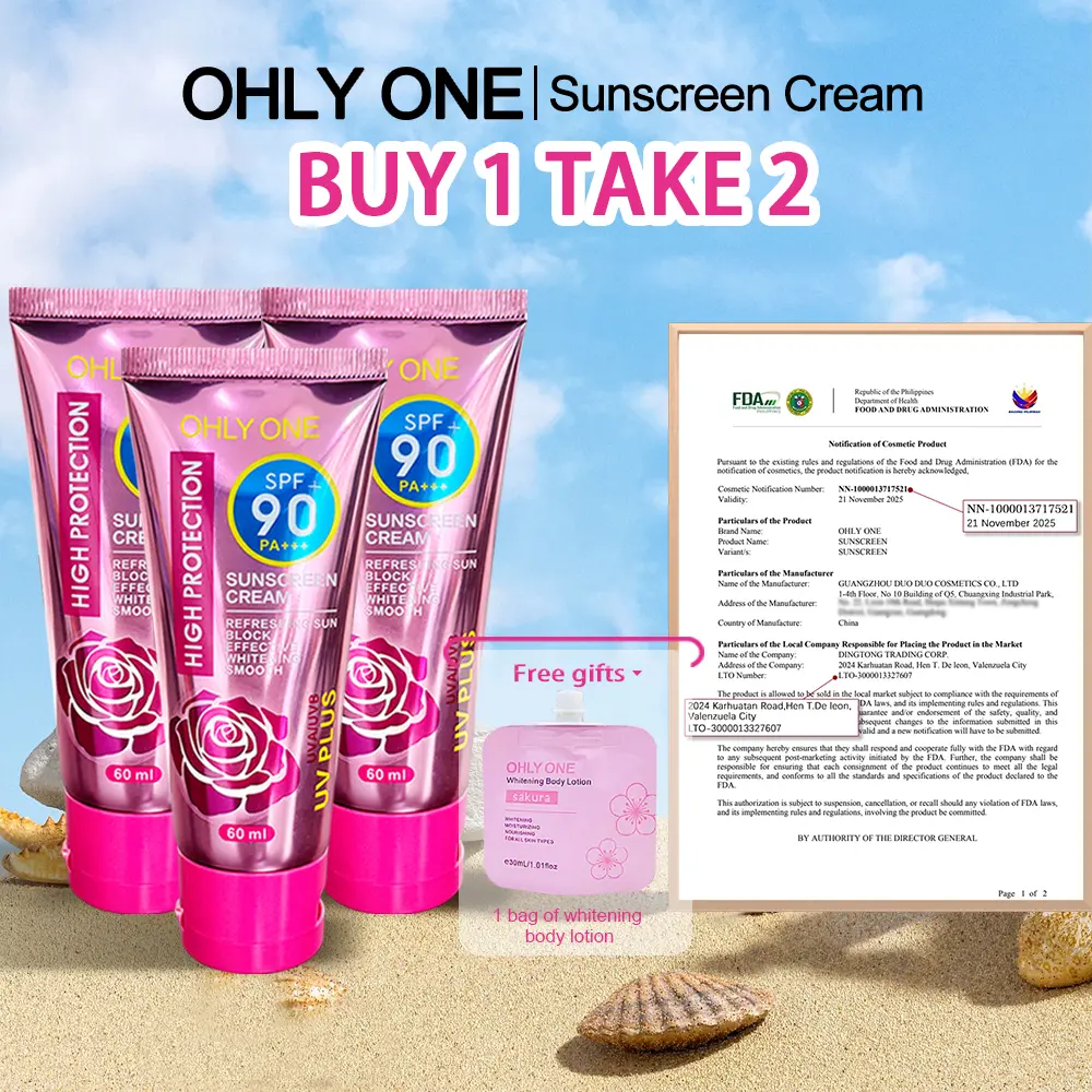 67% OFF [FDA APPROVED] BUY 1 TAKE 2 FREE 1PCS BODY LOTION SPF90Face Sunscreen  Sunblock Whitening Cream Long Lasting Sunscreen Uv