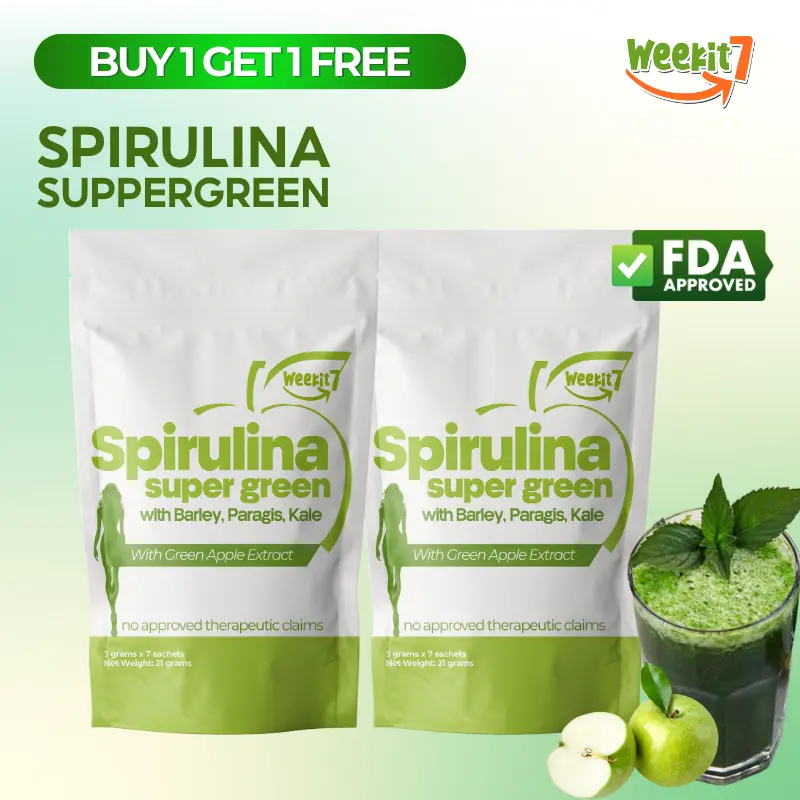 65% OFF 【Buy 1 Get 1 Free】【Weekit7 Spirulina Powder 】2 Packs | Daily Digestive & Detox Support | Helps Maintain Gut Balance & Reduce Bloating | Boost Immunity | FDA Registered