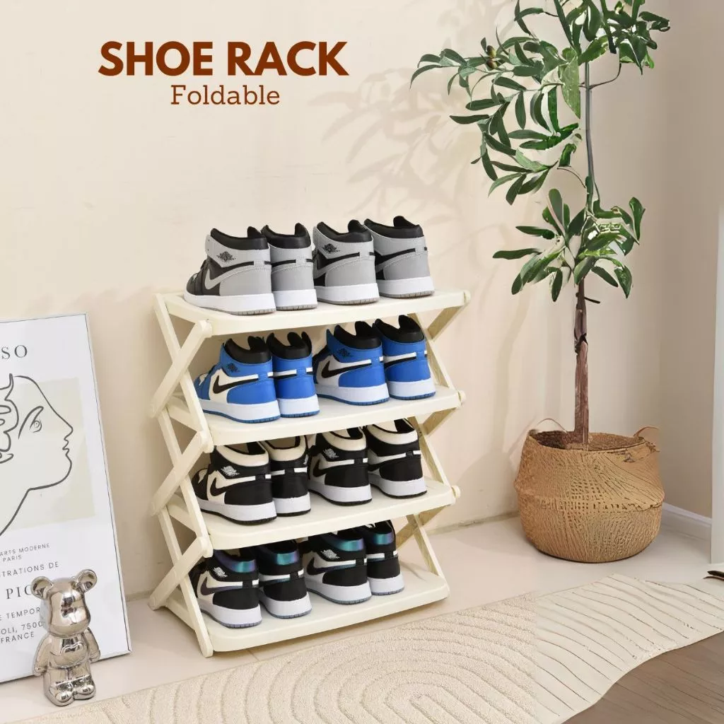 48% OFF LOCAUPIN 4 Layer Collapsible Shoe Rack Multifunctional Display Bag Storage Space Saving Shelf