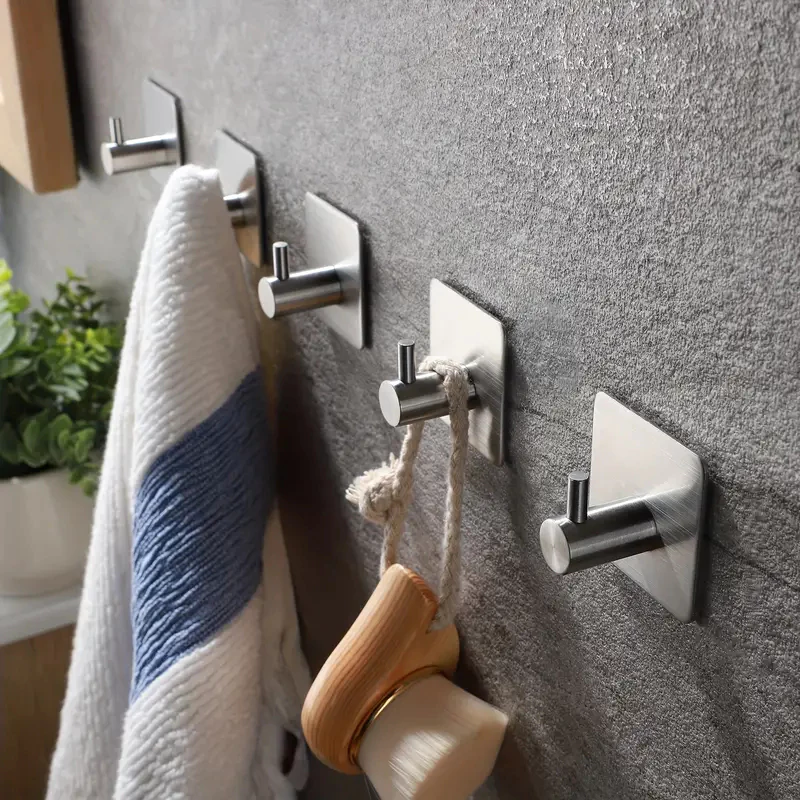 42% OFF 1Pcs Self-Adhesive Towel Hook 304 Stainless Steel, Stick-On Wall Hooks for Home storage