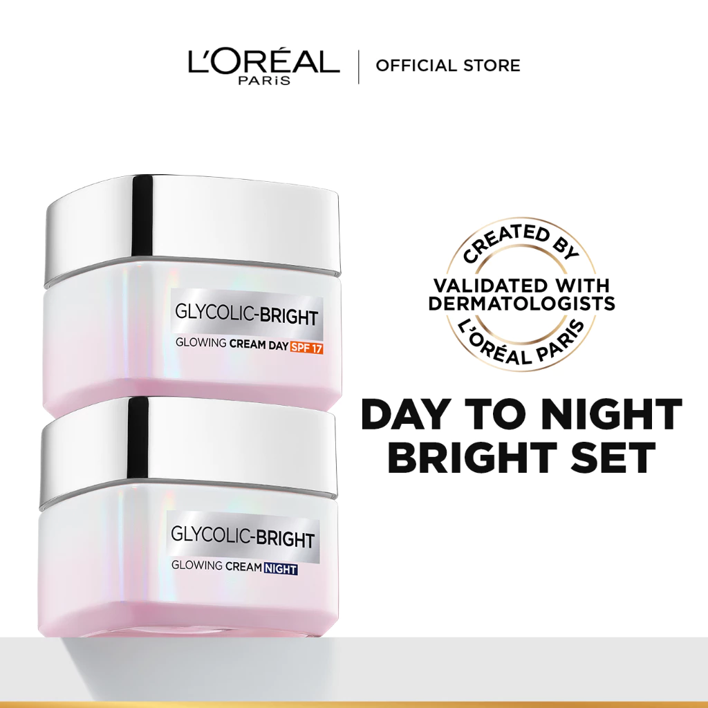 24% OFF L'Oreal Paris Glycolic Bright Glowing Set Day Cream And Night Cream 50ml